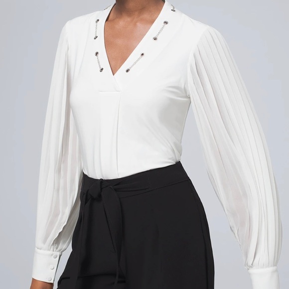 White House Black Market Tops - White House Black Market Chain Detail Blouse